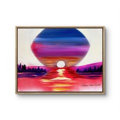 14″x11″ Hand Painted Sunset Acrylic Art – Canvas Wall Decor