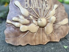 Bowling Wood Carving Multicolor Picture Woodworking 3D Handmade Wall Decor Bowle