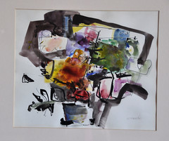 IRENA D. GRIEZE (JONYNAS) 1931– ABSTRACT WATERCOLOR & INK PAINTING – LITHUANIA