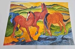 Watercolour Painting on Cardboard – Horses – Size 100cmx70cm by KÜHHIRT 2012 – No Frame