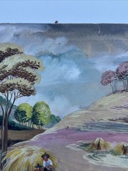 ANTIQUE WPA ERA PAINTING FARM FARMING FARMER HAY RIDE LISTED FAMOUS ALEXANDER