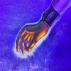 Purple cyborg pinup woman art trippy dreamworld space bikini uv glow goth portal