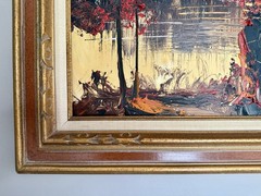 Large Morris Katz Original Oil Painting Palette Knife Landscape Framed 44×32