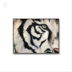 Original White Tiger Painting Oil In Canvas 16×20 Inches Unframed
