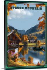 Spruce Mountain WV Fishing Lake Mountains Art Travel Poster or a Canvas Wrap art