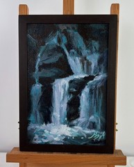 Acrylic Painting Mountain Waterfall M. Patskan Unframed Original nAAA4911