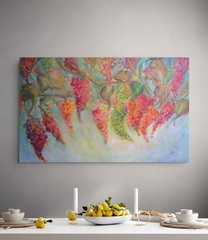 Vineyard Canopy 48×30 Original Grapes Painting Textured Wall Art