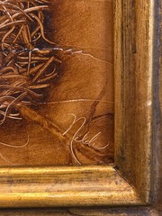 Original Oil Painting Bird Nest W/Blue Robin Eggs~Signed Nelda~Wood Frame 11×9.5