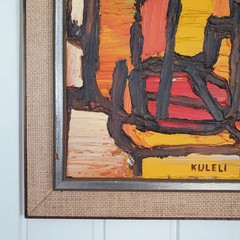 Kuleli Vintage Abstract Mid Century Modern Oil Painting 1970s Impasto Art
