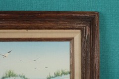 Vintage Original Oil Painting Beach Scene Sand Dunes Seagulls Ocean Signed