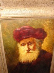 Very old oil painting, { Johannes Theuns, 1877- 1961, The Rabbi – Rembrandt }.