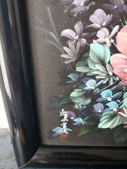 Vintage Oil on Canvas Framed Dark Floral & Butterflies Signed Picture 12″ x 10″