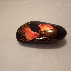 Hand Painted Art Beautiful “Koi Fish” Acrylic On a Polished Stone Approx 4″x2″