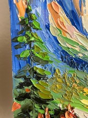 Mountain Landscape Palette Knife Painting Textured Impasto Art Yosemite Original