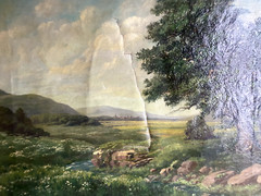 Oil Painting Landscape Mountains Lake Shore For Restoration Around 1900 Spring