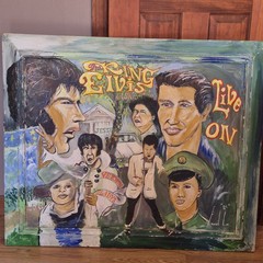 ELVIS PRESLEY FOLK ART OIL ON CANVAS By LISTED OUTSIDER ARTIST ERNEST LEE