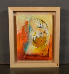 Expressionist Painting in Box Frame – Mixed Media Collage Seattle – Cheryl Waale