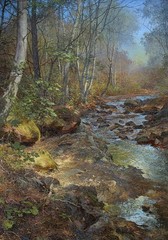 original painting 70 x 100 cm KJr artwork oil landscape Towards the warmth 2016