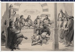 1878 Tunisian Musicians at Paris Universal Exposition Watercolor by ADRIEN MARIE