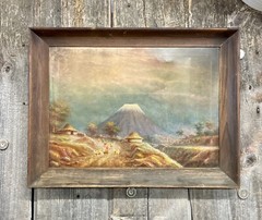 ANTIQUE Oil On Canvas Ecuador Volcano Llama Painting OSWALDO MONCAYO LISTED L@@K