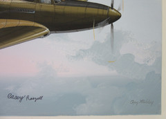 Raymond Waddey Painting on Canvas of USA and USSR P-63A Kingcobra WWII, 16″x20″