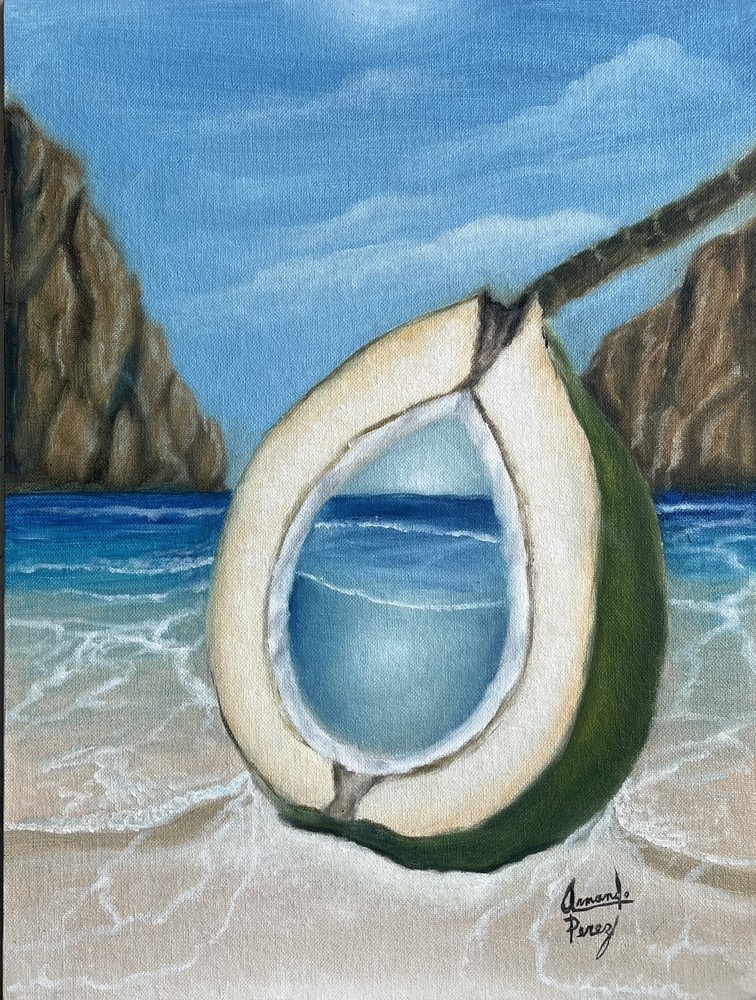 Surreal Beach Scene Original Oil Painting On Canvas Board 12”x16”signed