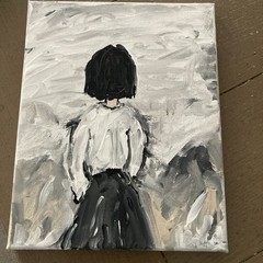 celebrity abstract art girl with back turned by artist rac canvas as pictured