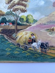 ANTIQUE WPA ERA PAINTING FARM FARMING FARMER HAY RIDE LISTED FAMOUS ALEXANDER