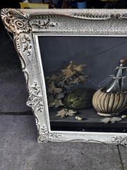 Large oil painting, still life with Fruit, signed J. Ros W/ Frame Gr1