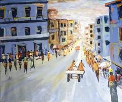 Landscape Oil Painting Modernist City Landscape Cityscape People Expressionist