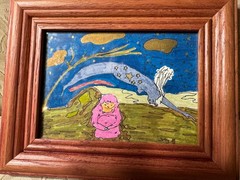 Toby Outsider Art „A Robed Female“Mixed Media Painting – Signed And Framed