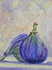 Figs and Pitcher Oil Painting 10x15cm Fruits Fruit Original Painting on Painting Board