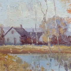 Nunzio Vayana Ogunquit Maine FL Italy Artist Oil Painting Fall Landscape House