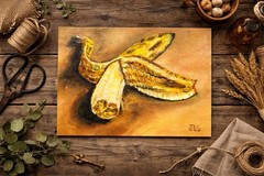Peeled Banana Painting 11×14 Still Life Acrylic Art