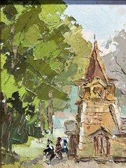 Oil painting natural source Ukrainian painter canvas Framed original landscape