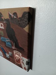 Original Birds Crows Acrylic Canvas 10in X 8in Unframed Signed By S.p.paintings