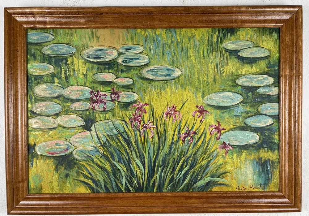 Claude Monet Oil On Canvas (Handmade) signed and stamped Framed