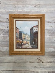 Vintage Henry Rogers Original Oil Painting Paris Street Scene Signed 1970s
