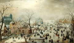 Winter landscape with ice entertainment Oil painting Canvas Giclee Print L2014