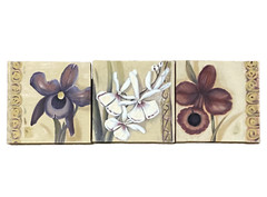 Botanical Floral Canvas Wall Art Set of 3 Flower Prints Farmhouse Floral 7 x7″