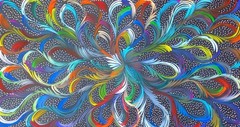 SELINA NUMINA 100 x 60 cm Original Aboriginal Painting. Bush Medicine Leaves