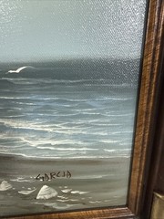 VTG Garcia Oil Painting Nautical Clipper Pirate Ship Seascape Signed Orig 19.5”