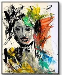Original Art Portrait 11×14 Paper Acrylic Expressionist Modern Decor Collector