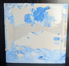 Abstract Fluid Pour Painting 6 x 6 Canvas Board Home Decor Wall Art White Blue