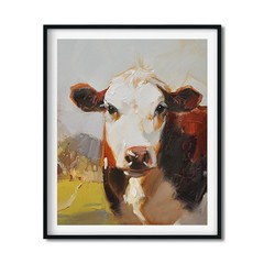 Hand-painted oil painting art animal Impressionism Cow on canvas 16″X20″