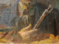 Ukrainian Soviet USSR Oil Painting impressionism male self-portrait young artist