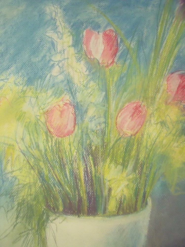 RICHARD C. KARWOSKI: (NYC 1938-1993) „Untitled Flowers“ Pastel Ca 1975 Lovely!