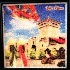 Vietnam Painting Rice Paper Colorful Women Framed Thai Koang Original Rice Art