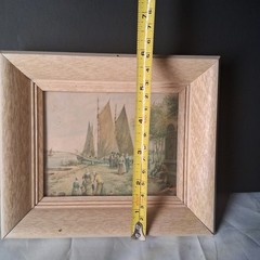 2 vintage boat and lake view house photoswith frame.