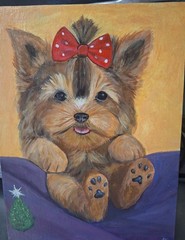 Original YORKIE Puppy Painting 9×12 canvas panel